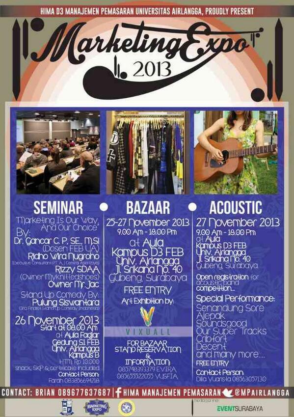 Next Perform :  Marketing Expo 2013 <a href="/MPairlangga/">Man. Pemasaran Unair</a> • Tomorrow • 2 PM - 2.30 PM • Aula D3 FEB UNAIR • FREE Entry!