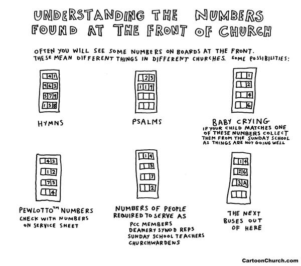 davewalker's tweet photo. Daily cartoon: Understanding the numbers found at the front of church
http://t.co/UAukByShA4 http://t.co/BvQoLxDOxJ