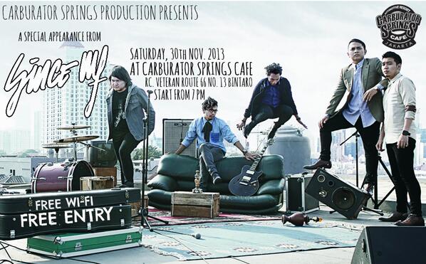 sinceMF's tweet photo. Besok» @sinceMF live @CScafeJKT 7PM|Free! http://t.co/oMLB244ubI .Kita akan bagi2 merchandise gratis bwt yg udh ntn vidClip #KauYangSlalu ;)