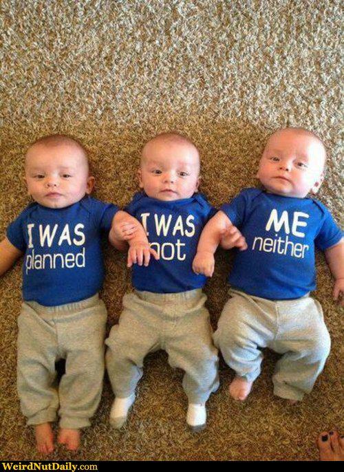 One...Two...THREE!!! How many people has this happened to? Its so cute! #babies #triplets #Brighton #surprise
