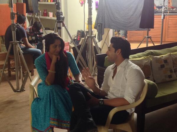 SonyTV's tweet photo. @ruslaanmumtaz and Saanchi's candid moment on #JeeLeZara sets. #BehindSET http://t.co/PxVWYAOpZi