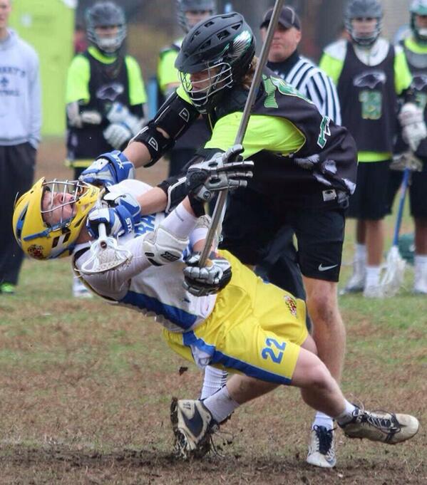 LacrossePics's tweet photo. Apparently...this was not called for a penalty. Yikes. (Via @Crabslacrosse) #lacrosse http://t.co/FexQOqht4T