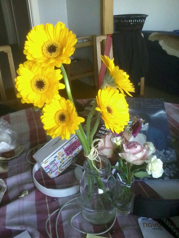 Pineapplefights's tweet photo. #nicejobFred - he got me flowers :) http://t.co/KTi9eEzzBG