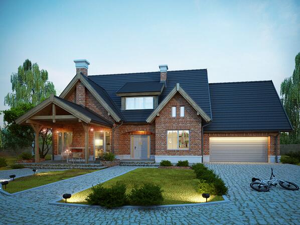 Przestronny hol, pokój dzienny z jadalnią i zadaszony taras z kominkiem. Czego chcieć więcej? bit.ly/17kmCzL