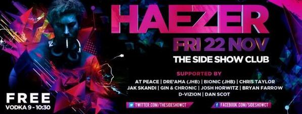 <a href="/TheSideShowCT/">FNSS</a> on friday.RETWEET and comment on this post to win R200 bar tab +VIP for you and 5 friends. @YNUevent