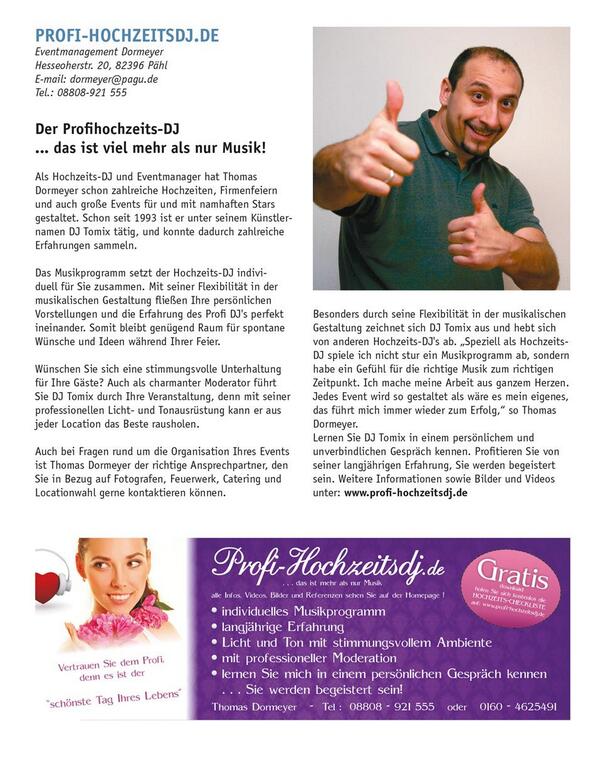 Firmen für Eure Hochzeit, im Hochzeits-Gutscheinbuch Rosenheim/Chiemgau! Gutschein-Wert: 150 € - DJ Tomix Fanseite!