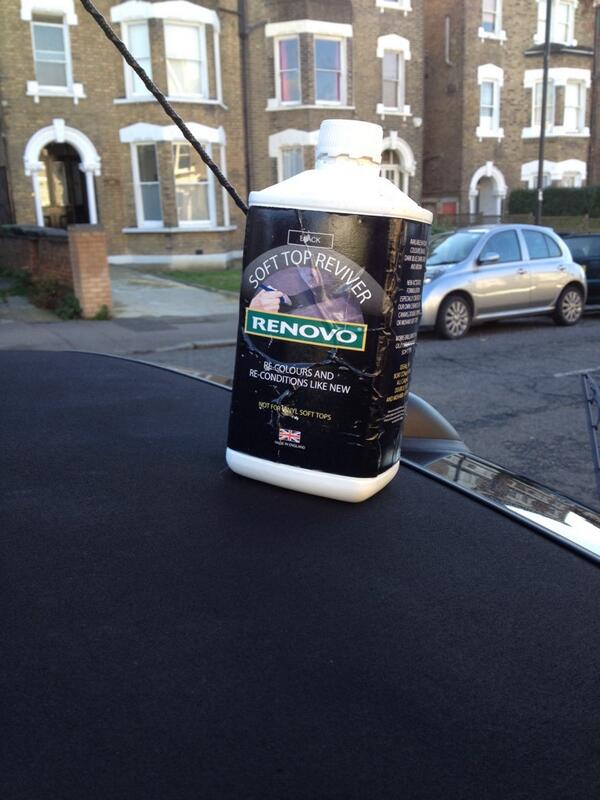 ultim8valet's tweet photo. Roof dried ready for recolouring using @renovo #soft top #reviver by far the best to preserve &amp; #protect yr soft top http://t.co/Q4W1SV62AP