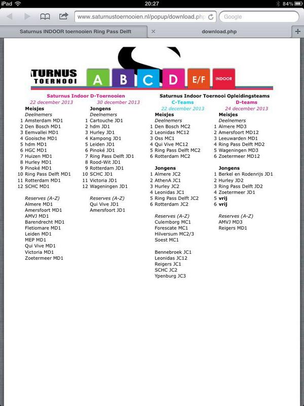 hcrotterdamMD1's tweet photo. 22 december Saturnus Indoor met mooie line-up!!! @HCDenBoschMD1 ook van de partij! Gezellig!! http://t.co/gZ0meSsT9F