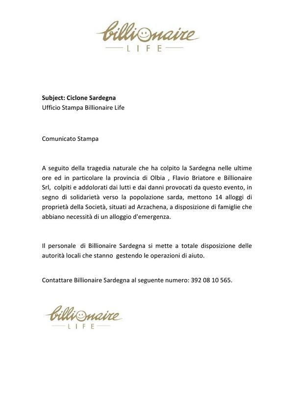 Briatore's tweet photo. Ciclone Sardegna http://t.co/vE6G9fXxt8