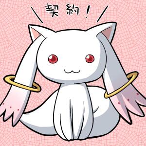 kyubey no humans :3 red eyes solo sitting pink background looking at viewer  illustration images