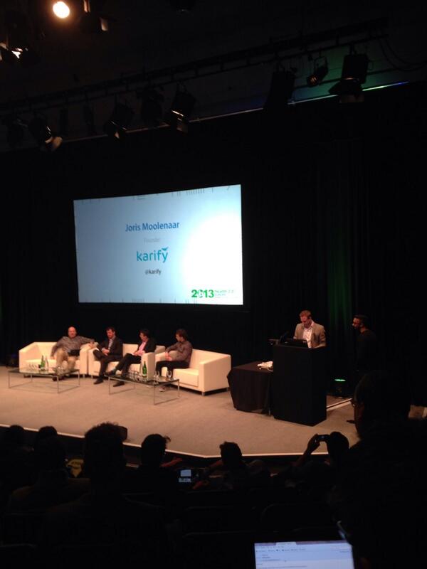 HealthEugene's tweet image. Joris up on stage presenting @karify #health2eu #dutchcrunch :)