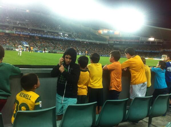 Power of football - looking @socceroos through eyes of babes. transcends all nationalities. #futureistheirs