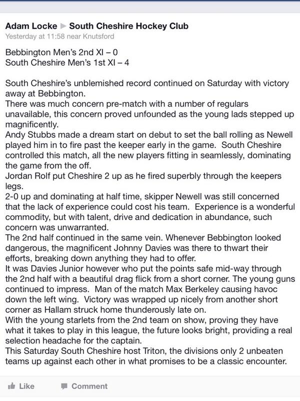 This weeks Men's 1s match report, excellently written by Adam Locke...<a href="/EnglandHockey/">England Hockey</a> #matchreport