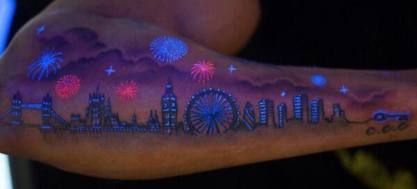 CarLover707's tweet image. A glow in the dark city tattoo