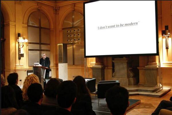 jordibadiabaas's tweet photo. I don't want to be modern ! Imagen de la charla de ayer en Graz…. http://t.co/uSiny77ysB