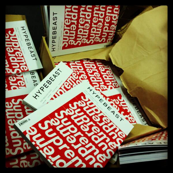 indianafashion's tweet photo. β@PRINTtEXT: Hong Kong sent a couple (#Supreme-d out) boxes of @HYPEBEAST magazine to the #PRINTtEXT shop today... http://t.co/FdgbNah1TSβ