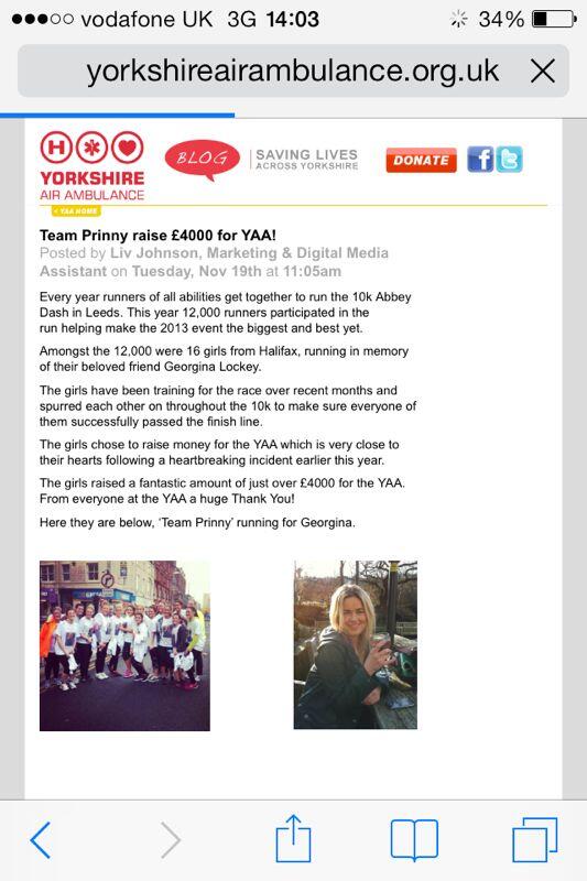 kit_richardson's tweet photo. A huge well done to everyone involved! 
Im very proud and know Georgina would be too #yorkshireairambulance #charity http://t.co/dly8UjvpJm