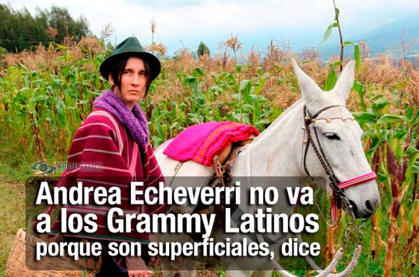 NoticiasCaracol's tweet photo. #Foto Andrea Echeverri no irá a la entrega de los Grammy latinos; conozca sus razones: http://t.co/xHWpjScciI http://t.co/GSEGhtMIiU