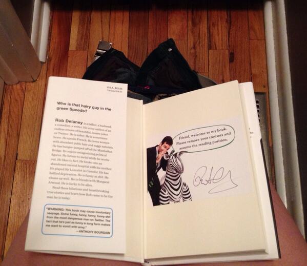Yes. #bookplate #autographed #trousersremoved #bathroombirdseye <a href="/robdelaney/">rob delaney</a> #falcon #warrior