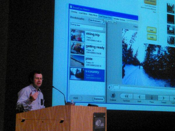 SenseCamUCSD's tweet photo. @cathal with the technical challenges of long-term visual lifelogging #sensecam2013 http://t.co/XgQHGzpdRN