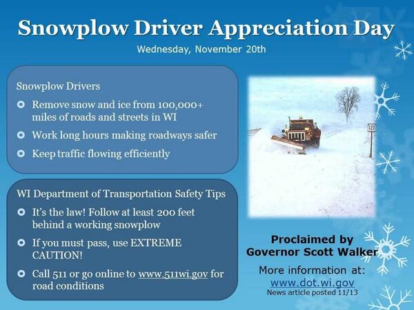 NWSGreenBay's tweet image. RT @NWSMKX It's Snowplow Driver Appreciation Day tomorrow! #wiwx
