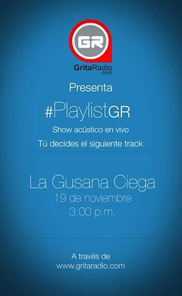 lagusanaciega's tweet photo. En 30 minutos estaremos en el #PlaylistGR de @Gritaradiomx Conectense: http://t.co/YOuDOG5Oht http://t.co/penfGPLeMw