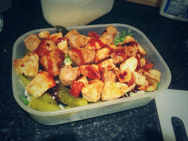 Tomorrow's #meal2 sausage, chicken, chorizo salad n pickles <a href="/BBDatabase/">Bodybuildingdatabase</a> <a href="/Luke_bigcat/">𝐿𝓊𝓀𝑒</a>