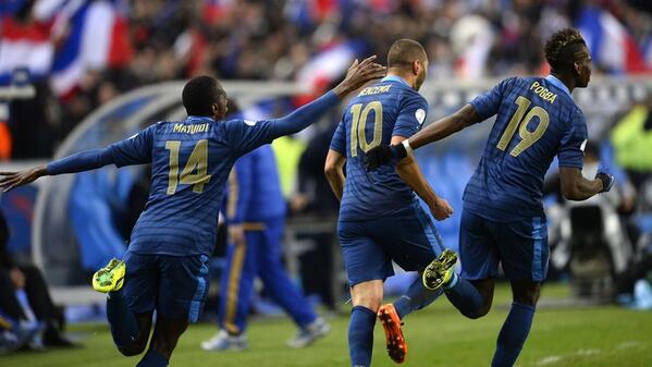 FIFAcom's tweet photo. QUALIFIED: FRANCE (@FFF) reach Brazil thanks to a 3-2 agg win over Ukraine #WORLDCUP #WCQ - http://t.co/7oqw3cfr1r http://t.co/B3pp7tOUZu