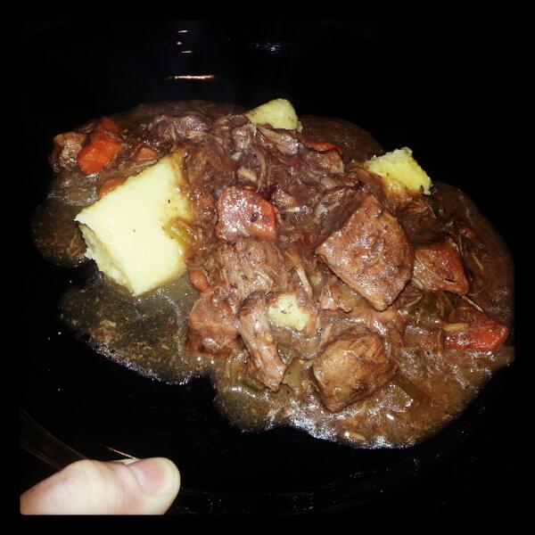 Tuscanized beef stew with polenta... @debimazar @TheTuscanGun