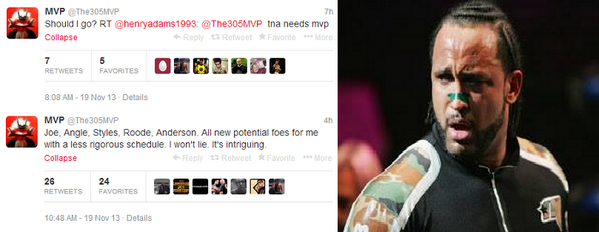Former WWE star, MVP, is interested in returning to TNA. He cites top TNA talent and less travel as reasons. #TNA