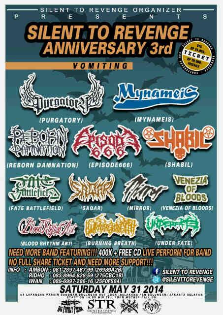 3rdAnniv Silent To Revenge 31/5/14 at sanggar bulungan jaksel join us info: 275cbc1b/083896482859 \m/ keep support
