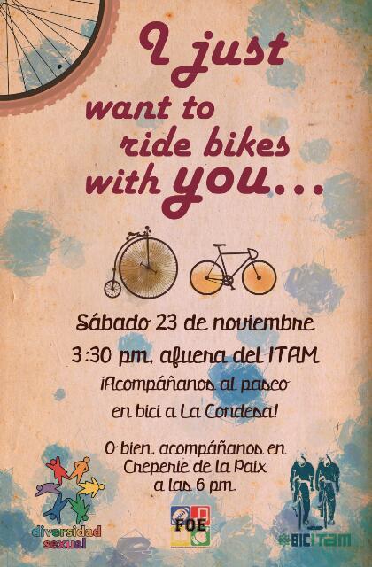 Este sábado vamos a comer a la Condesa: Rodada de <a href="/BicItam/">BicITAM</a> y <a href="/Diversidad_ITAM/">diversidad sexogenérica itam 🏳️‍⚧️🏳️‍🌈</a>. Acompáñenos, se va a poner bueno.