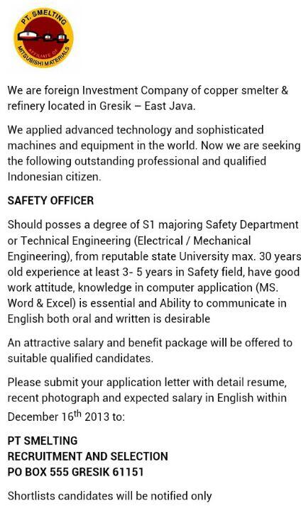 Loker Pt Smelting Gresik 2019