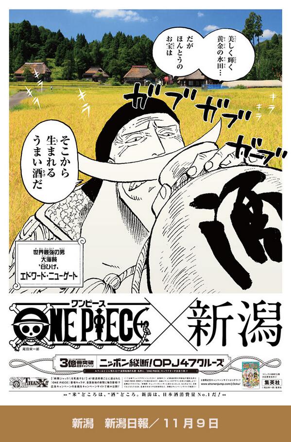 ワンピースジャック Sur Twitter 新潟県 世界最強の男 大海賊 白ひげ エドワード ニューゲート 新潟県 米 酒 ニューゲートさん Http T Co Of5rfwmrih