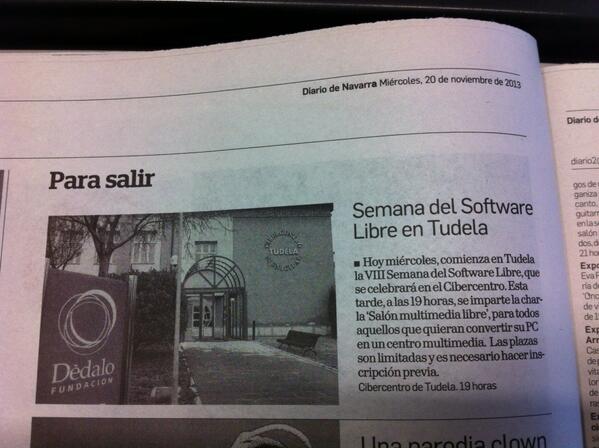 rodrizar's tweet image. Efectivamente, un buen motivo 'Para salir'. Semana de Software Libre en @fundaciondedalo #SSL13 #osource