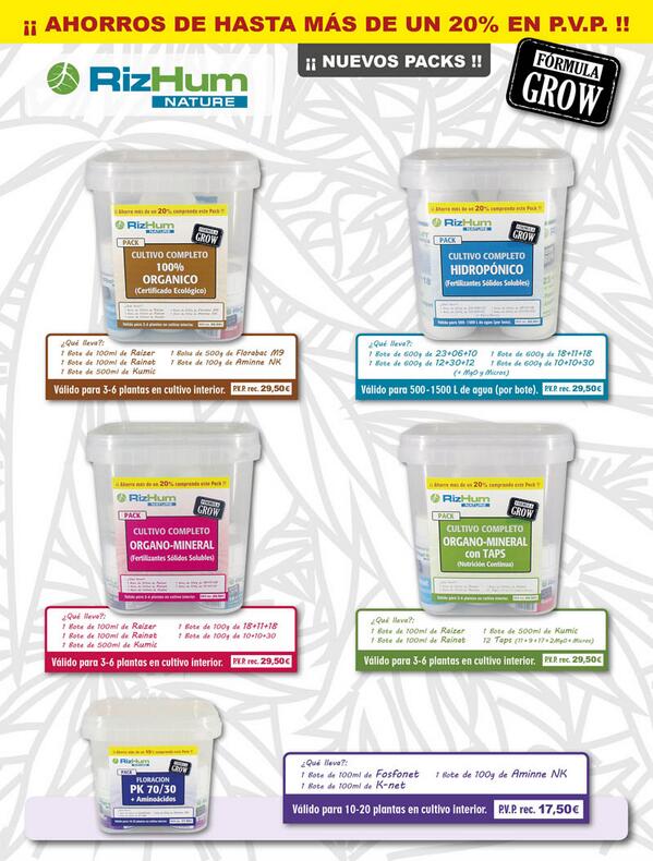 RizHum's tweet image. Nuevos Packs de Cultivo Completo y Floración. ¡¡La forma más cómoda y sencilla de obtener excelentes resultados!!