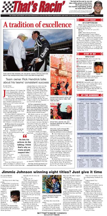 MCTOnePages's tweet image. That&apos;s Racin&apos;:  #NASCAR team owner Rick Hendrick talks about why his teams succeed  bit.ly/1bbqPpl Preview