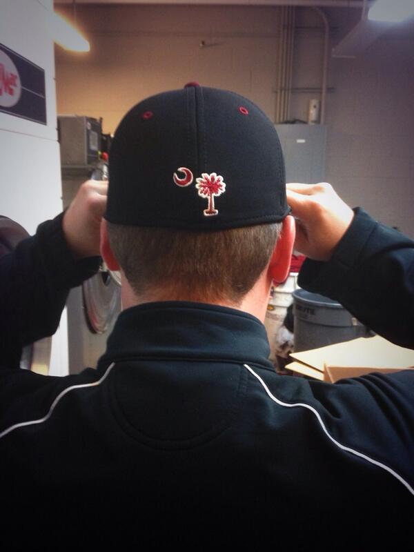 GamecockEquip's tweet photo. The backs of our game hats this year will have the the palmetto tree and crescent moon #SCpride http://t.co/fe6VkThmQY