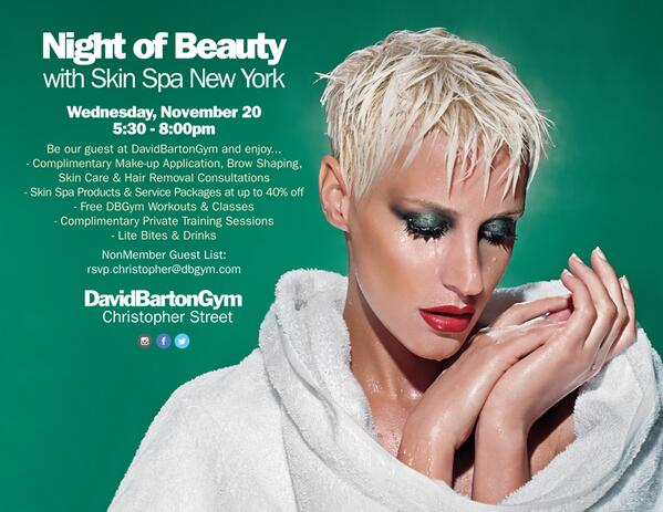 DBGymArchive's tweet photo. #BringFriends! @SkinSpaNewYork sets up @DavidBartonGym #ChristopherStreet tday 5:30-8pm rsvp.christopher@dbgym.com http://t.co/QghXWZSXa3