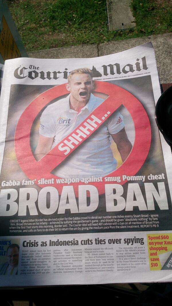 FollowTheAshes's tweet image. Ignore Stuart #Broad by dedicating the front page of the paper to him #aussielogic #Ashes