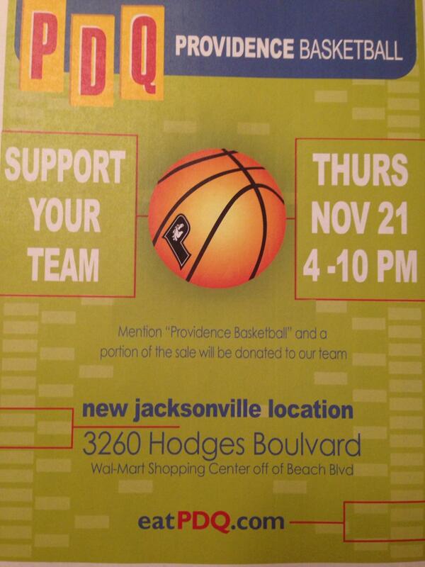 Come eat at PDQ tmmrw from 4pm-10pm &amp; mention Providence Basketball to help us fundraise for the season!