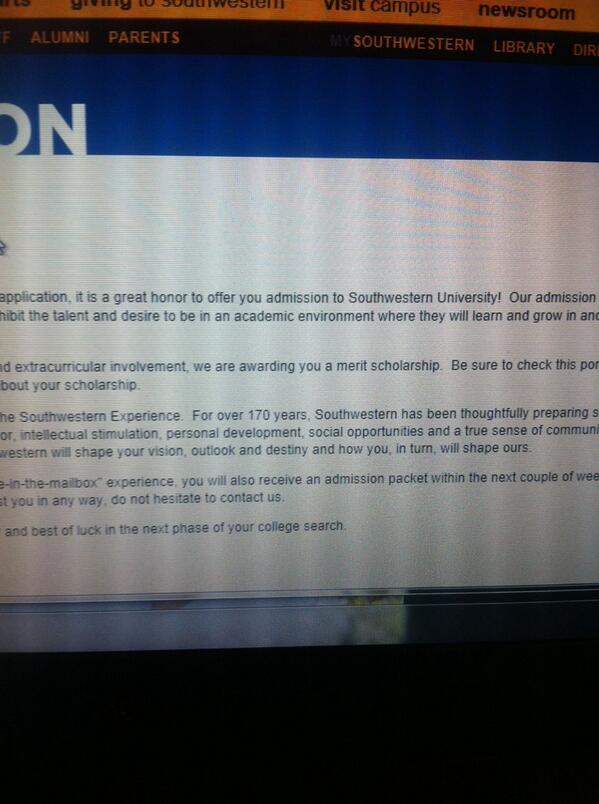AnnaMFaust's tweet image. Got accepted into Southwestern plus got a merit scholarship 😱😁
