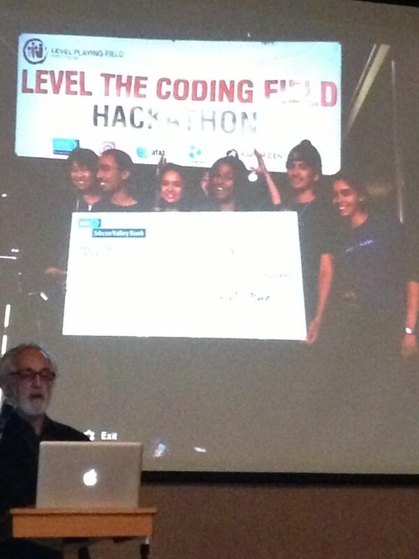 TheRealFreada's tweet image. .@mkapor addressing #oaktech about #levelthecodingfield hackathon sponsored by @LPFI inspiring next generation