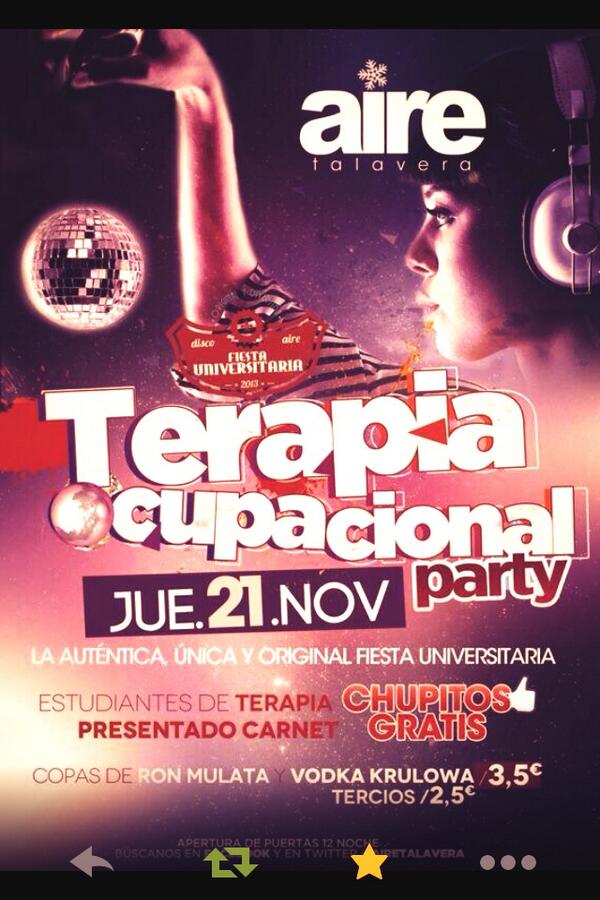 JaviconM's tweet photo. Este jueves seguimos ofreciéndote tus noches de fiestas universitarias, @comision_uni @AireTalavera @Iulia_MG http://t.co/8NC3HvAt0J