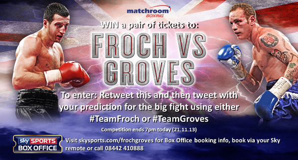 MatchroomBoxing's tweet photo. WIN TICKETS to @Carl_Froch v @StGeorgeGroves! Follow the instructions in the pic to enter (Ends 7pm) #FrochvGroves http://t.co/S7x1rGnPKY