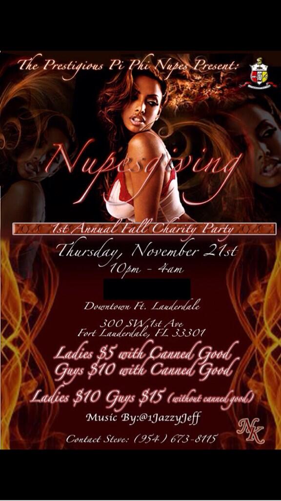 nsu_ugc's tweet image. Nupesgiving tonight! 10p! Bring a canned good for $5 off entry! Tis the season to turn up for charity!  @PiPhiNupes