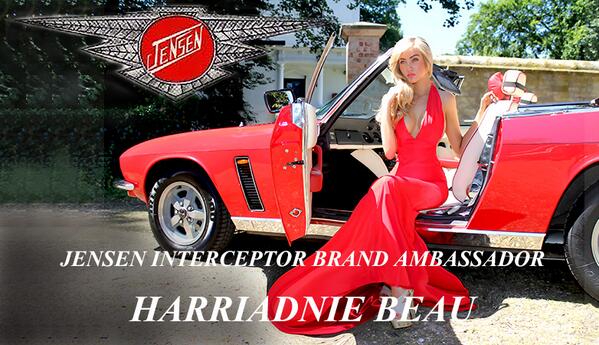 mad4itCelebrity's tweet photo. Directors @CropredyBridge home to Jensen Interceptor choose Supermodel @HarriadnieBeau as the vintage cars Ambassador http://t.co/qpdCd8ybzQ