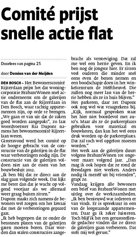 BrabantWonen's tweet image. Comité prijst #BrabantWonen om snelle actie maatregelen aan flat #Rijzertlaan in #DenBosch
