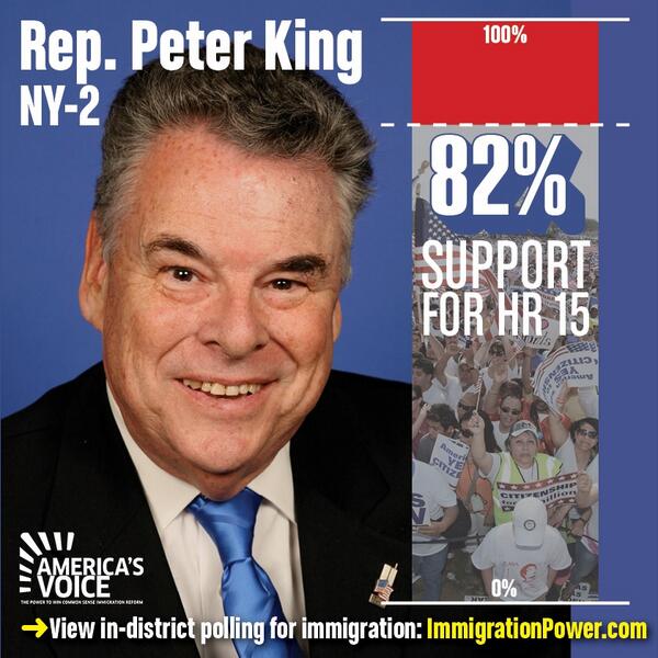 AmericasVoice's tweet image. New Poll: 2014 Voters in @RepPeteKing District Looking for Leadership on Immigration Reform bit.ly/Iih6nK