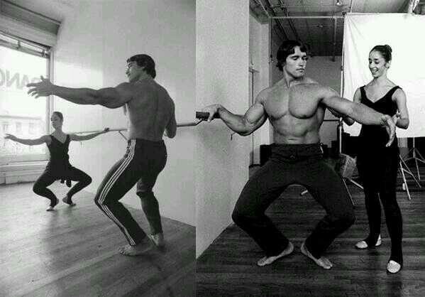 CoinWuTang's tweet photo. Arnold Schwarzenegger tomando clases de ballet, 1977. http://t.co/of8vctZr11